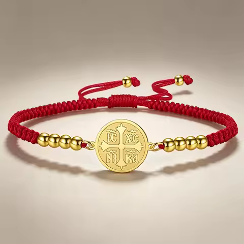 Orthodox Constantine Cross Bracelet IC XC NI KA Medal Charm Snake Chain Braided Rope Stainless Steel