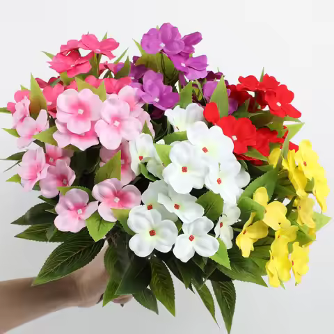 6 Forks Artificial Azalea Flowers, Lifelike Simulation Azalea Bouquet, Natural Faux Floral Decor for