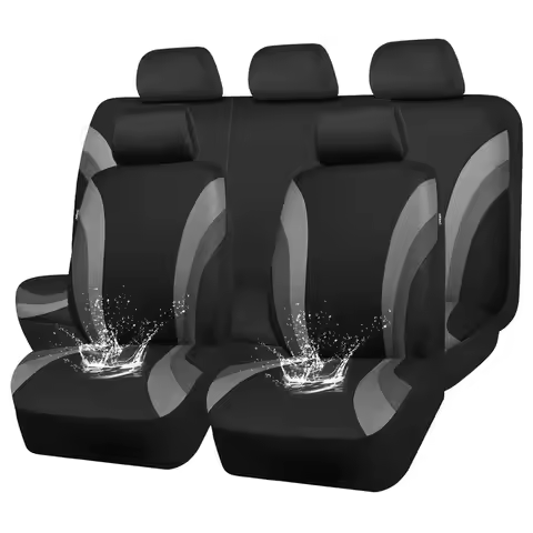 Waterproof Car Seat Covers Full Set,Black Gray Seat Covers for Cars,Airbag Compatible,Universal Fit 