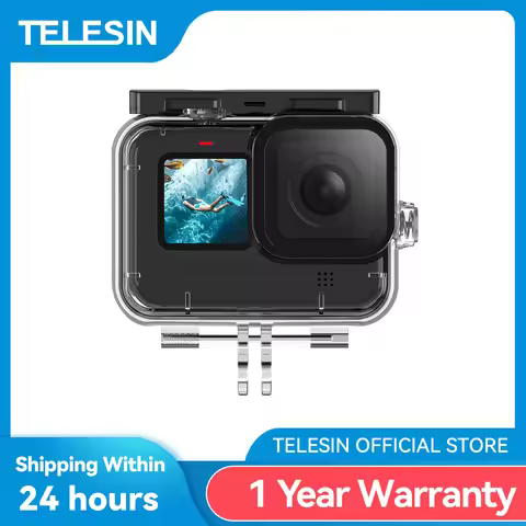 TELESIN 60M Waterproof Case Underwater Tempered Glass Lens Diving Housing Cover for GoPro Hero 9 10 