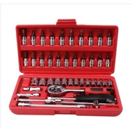 PappaShop 46pcs Chrome Vanadium Socket Set Tool Box Set Ratchet Spanner Wrench Set