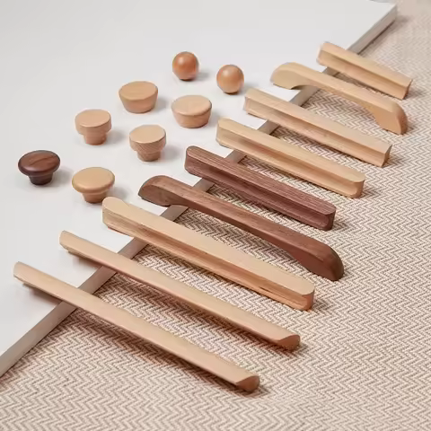 Cabinet Door Wooden Handle Cabinet Wardrobe Door Handle Bow Shaped Handle Beech Black Walnut Drawer