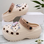 FENTINA Sandal Kodok Wanita Kekinian Tinggi 8cm Sandal Baim Wanita Wedges Sandal Jelly Anti-selip