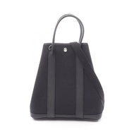 愛馬仕 Garden File PM 手提單肩包，軍用帆布皮革，黑色二手