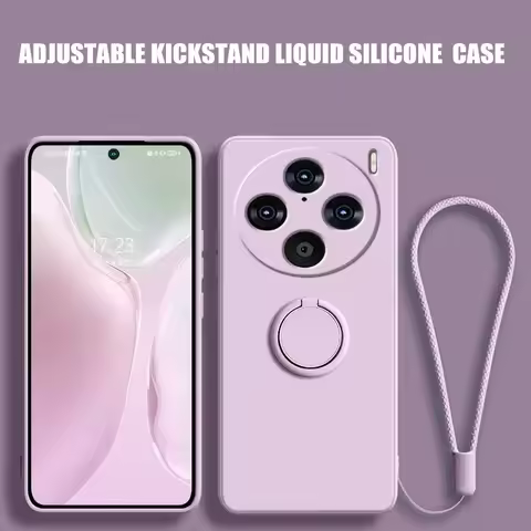 For Vivo X200 Pro mini Liquid Silicone Ring Stand Case For Vivo X200 Ultra X100 X90 Pro Plus Lanyard