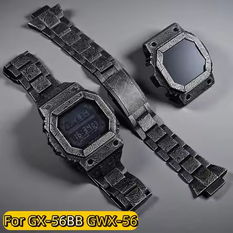 GX56 Mod kit For Casio G-SHOCK GX-56 GXW56 GXW-56 Retro Paisley carved Stainless Steel watch case+st