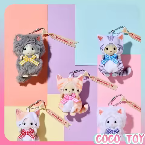 Authentic Sylvanian Families Japan Banana Husky & Apple Sheep Keychain Plush Charm Bag Accessory Col