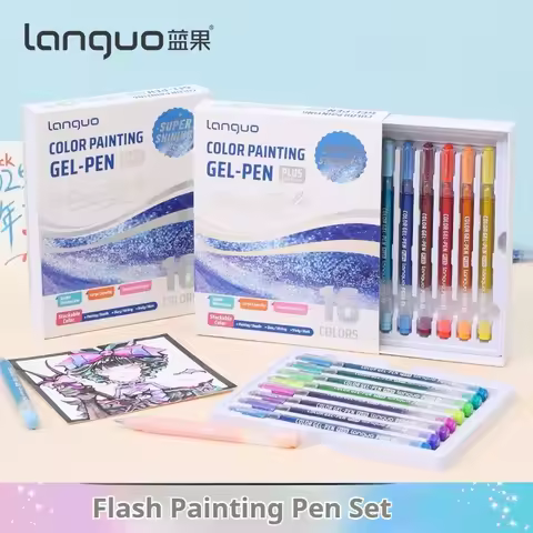 Languo Sparkling Colorful Gel Pens 1.0mm Glitter Gel Pen Set Scrapbooking Journa Graffiti Painting D