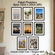 Premium 8 Pcs 6R Photo Printing + 15x20 cm MDF Frame - WALL DECORATION Frame DIRECT STICK