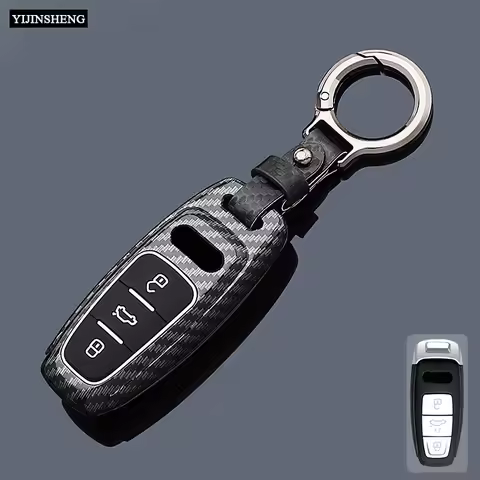 Carbon Style ABS Plastic Car Key Case Cover Fob Keychain for Audi A3 A4 B9 A6 A7 4K A8 E-tron Q5 Q8 