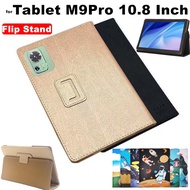 Flip Case for Tablet Galaxy Tab M9pro M9 Pro 10.8 Inch Silk Pattern Cover Flip Foldable Stand Full B