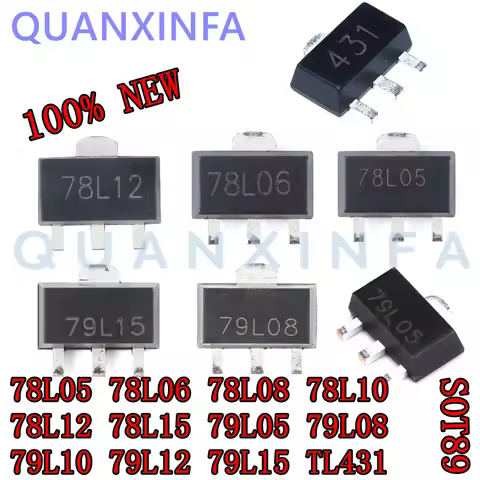 20PCS 78L05 78L06 78L08 78L10 78L12 78L15 79L05 79L08 79L10 79L12 79L15 TL431 SOT89 Voltage stabiliz