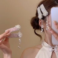 Korean diamond-set Pearl Flower Fringe BB clip Niche Premium split hair side fringe clip Everyday co