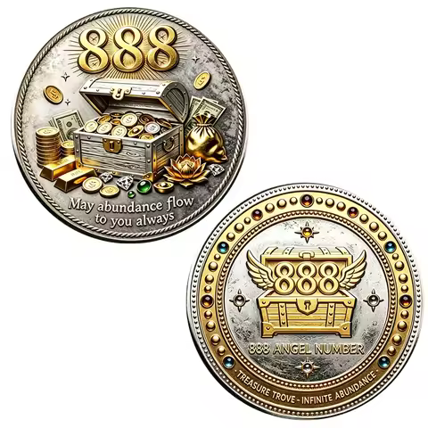 888 Angel Number Abundance Challenge Coin Lotus Wealth Manifest Lucky Wealth Commemorative Coin Coll