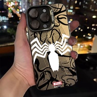 Spider Man Logo Pattern Phone Case Compatible for IPhone 15 11 14 12 13 Pro X XR XS Max IPhone11Plus 7 8 Plus Se2020 Fashion Metal Lens Protector Shockproof Casing