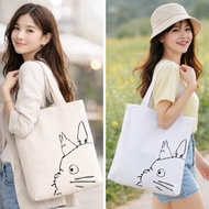 GINKO Canvas Tote Bag with Totoro Print with Zipper - Basic 14 inch Canvas Laptop Bag M47-G127