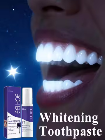 Purple Whitening Toothpaste, Remove Yellow Stains, Fresh Breath, Daily Oral Care F36+-*//d