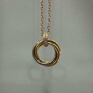Cartier TRINITY 金銀色鑽石三環項鏈