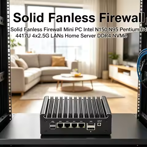 Solid Fanless Firewall Mini PC Intel N150 N95 Pentium 6405U 4417U 4x2.5G LANs Home Server DDR4 NVMe 