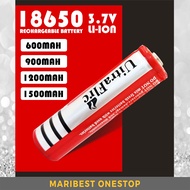 18650 BUTTON TOP RECHARGEABLE BATTERY 600 / 900 / 1200 / 1500mAh 3.7V LI-ION LITHIUM ION BATTERY BATERI CAS SEMULA