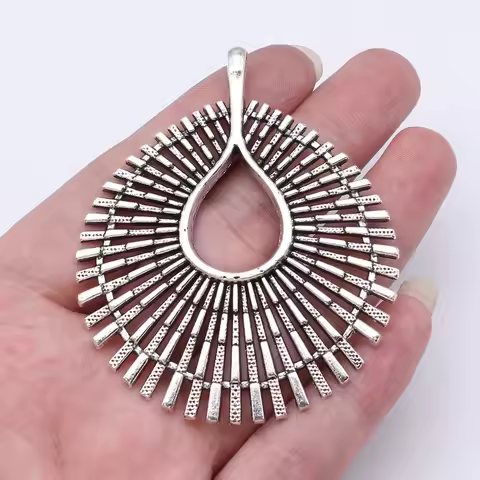 WYSIWYG 1pcs 67x56mm Antique Silver Color Radiant Charms With Geometric Design Pendant For DIY Jewel