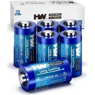 HW CR123A 3V Lithium Battery, [6-Pack] 1700mAh High Capacity 123 Batteries, 3 Volt CR17345 for Fire 