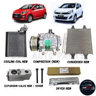 📣JIMAT SET📣PERODUA AXIA FULL SET AIRCOND PARTS COMPRESSOR CONDENSER COOLING COIL DRIER VALVE (5 ITEM