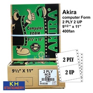 AKIRA 2PLY 2UP Computer Form / Computer Paper 400fans (white colour) dot matrix paper / Computer For