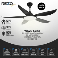 Rezo Venzo 56/5B LED Ceiling Fan with DC Motor Remote Control [READY STOCK] Ceiling Fan with Lighting Extreme Silent Fan