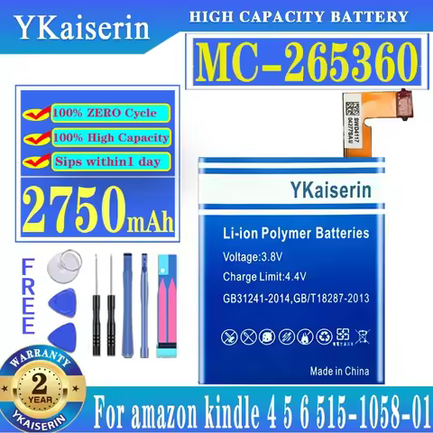 YKaiserin 2750mAh MC-265360 Battery For Amazon Kindle 4 5 6 515-1058-01 D01100 S2011-001-S DR-A015 B