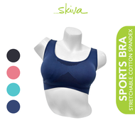 SKIVA Stretchable Cotton Spandex Sports Bra with Back Double Straps 06-6621