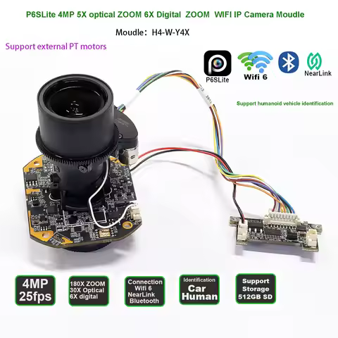 P6SLite Wifi 30X ZOOM 4MP 25fps Hikvision protocol Humanoid car shape recognition IP Camera moudle s