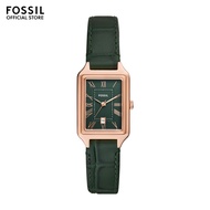 Fossil Womens Raquel Analog Watch ( ES5366 ) - Quartz Rose Gold Case Rectangle Dial 12 MM Green Leat