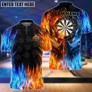 Blue Fire Dart Board ชื่อที่กำหนดเอง, ชื่อทีม 3D Unisex Shirt