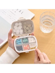 1 件,2 色,每日藥丸收納盒,8 格便攜式藥盒,可容納維生素、魚肝油的藥盒