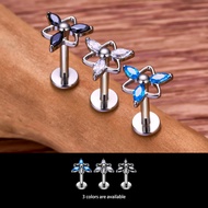 Subang Titanium Bunga Geometrik G23 untuk Kancing Bibir Wanita