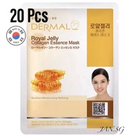 🔥Pack of 20PCS🔥 *2026 EXPIRY STOCKS* Dermal Royal Jelly Collagen Essence Face Mask Sheet 23g x 20pcs - Moisturizing, Firming/Lifting, Brightening, For All Skin Types