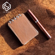 Sổ Da Mini Handmade Da Bò Thật Gáy Lò Xo A7 7.5*10.5 cm