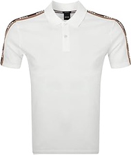 Men's Parlay 175 White Pique Cotton Shoulder Logo Short Sleeve Polo T-Shirt