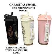 Heat Resistant 530ml Stainless Coffee Tumbler Drinking Bottle Tumbler Portable Cold/