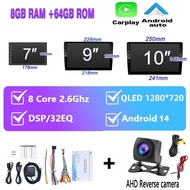 2025 New Android Player 8G+64G Car Stereo 8Core Processor with Wireless CarPlay Android Auto/DSP/WIF