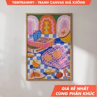 Tranh treo tường Grocery Shopping Illustration Colorful Still Life Illustration Printable Art tặng k