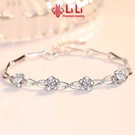 LiLi S999 women's silver bracelet with high quality CZ stone and Infinity apricot string Genesis LIL