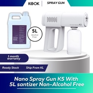 【Ready Stock】NANO Spray Gun Blue-Ray Hand Held Portable K5 + 4L Alcohol-Free Air Disinfectant Sanitizer (Bundle) 消毒枪D