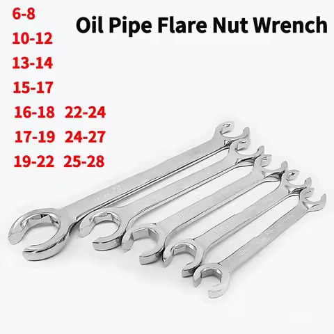 6-28MM Oil Pipe Flare Nut Wrench - Double Head Spanner, High Torque, Mirror Hand Tool,Open-end Brake