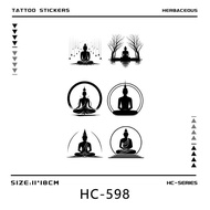 HENYEE Zen Buddha Shadow Herbal Juice Tattoo Stickers Waterproof Female Lasting Male Semi-Permanent 