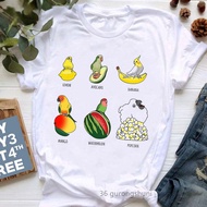Foao888crazy Bird T-Shirt Cute Funny Crazy Parrot Women's Casual T-Shirt Cartoon Top Women's Trendy