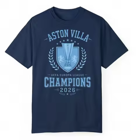 Aston Villa Europa League Champions 2026 T-shirt Men Women Summer Cotton Y2K Clothing Round Neck Sho