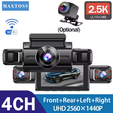 2.5K 4 Lens 360 Degree Dash Cam For Cars WIFI APP Car DVR 4-Channel Front Camera Video Recorder Rear