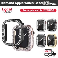 [SG] 2in1 Diamond Case + tempered film For iWatch Series 6 5 4 3 2 1 Smart Watches case iwatch Cover